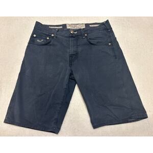 Jacob Cohen Mens Shorts Size 31 Flat Front Bermuda Blue Handmade Embroidered